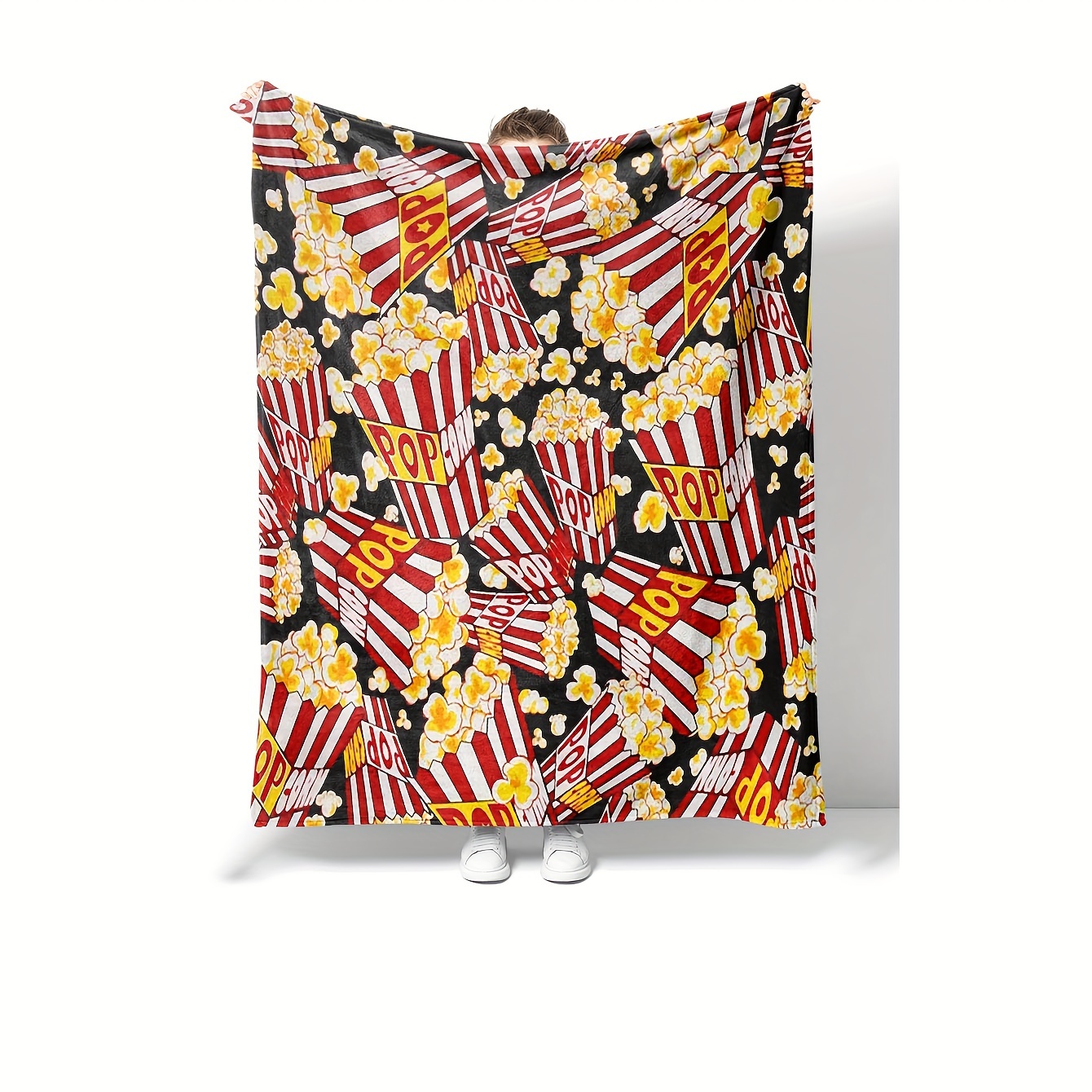 Home Cinema Food - Digital Printed Popcorn Cinema Flannel Blanket,