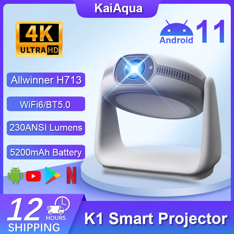 Home Cinema Quad - KaiAqua K1 Smart Projector Android11.0 Wifi
