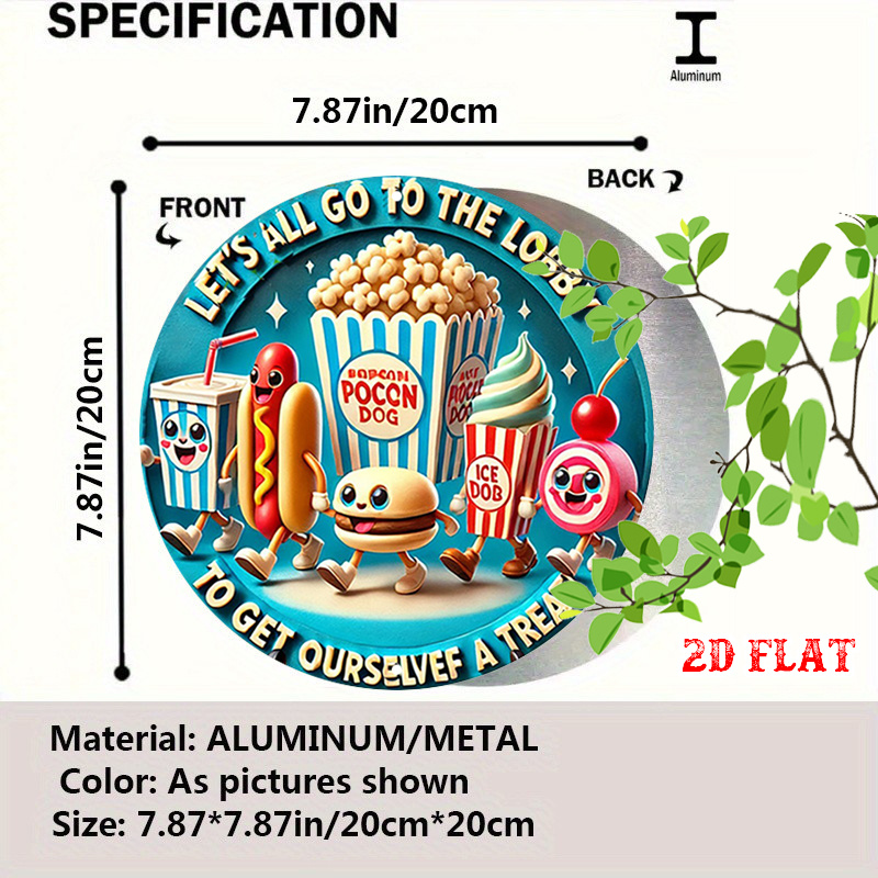 2D Flat Round Metal Sign Vinta - Home Cinema Food avis et prix