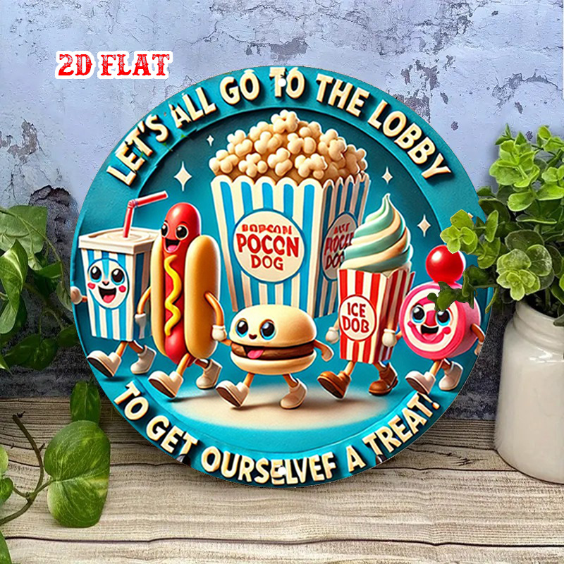 2D Flat Round Metal Sign Vinta - Home Cinema Food avis et prix