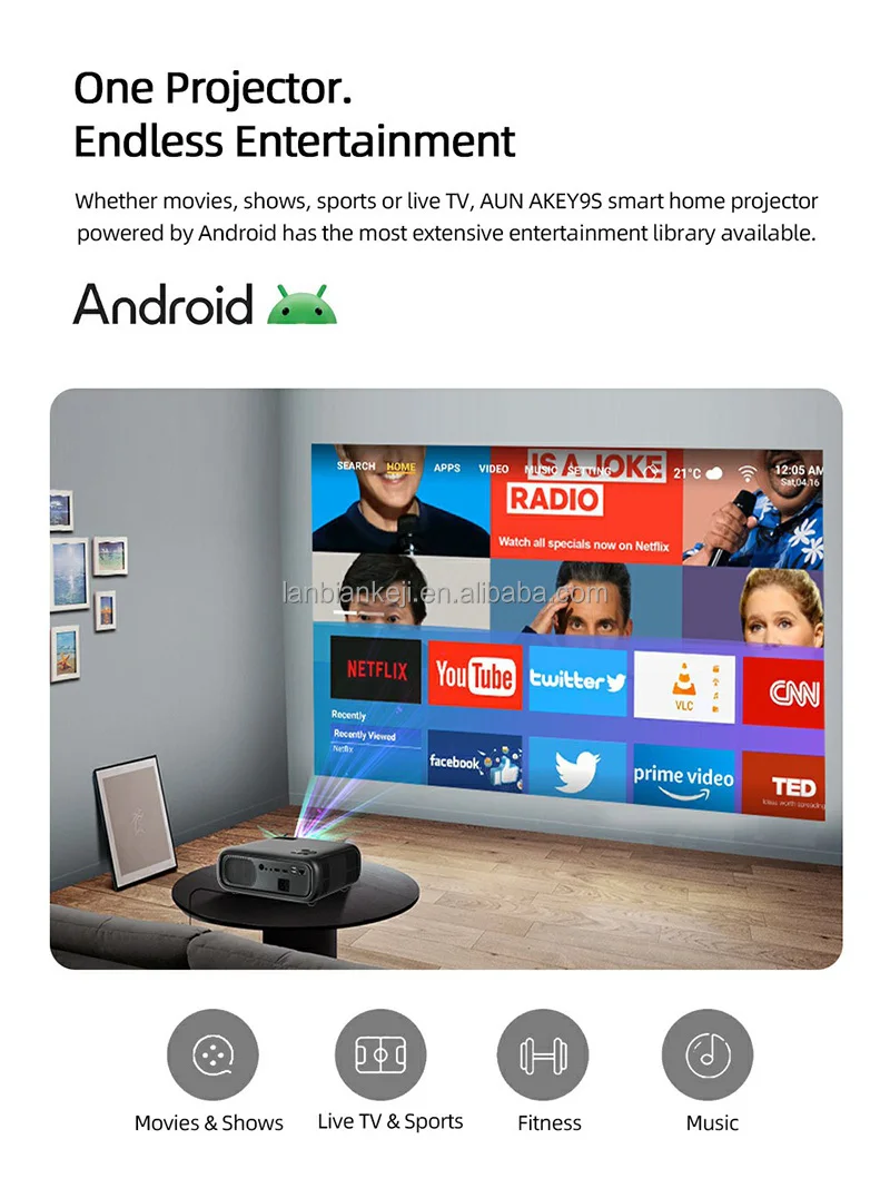 Full HD Android Projector AUN  - Home Cinema In avis et prix