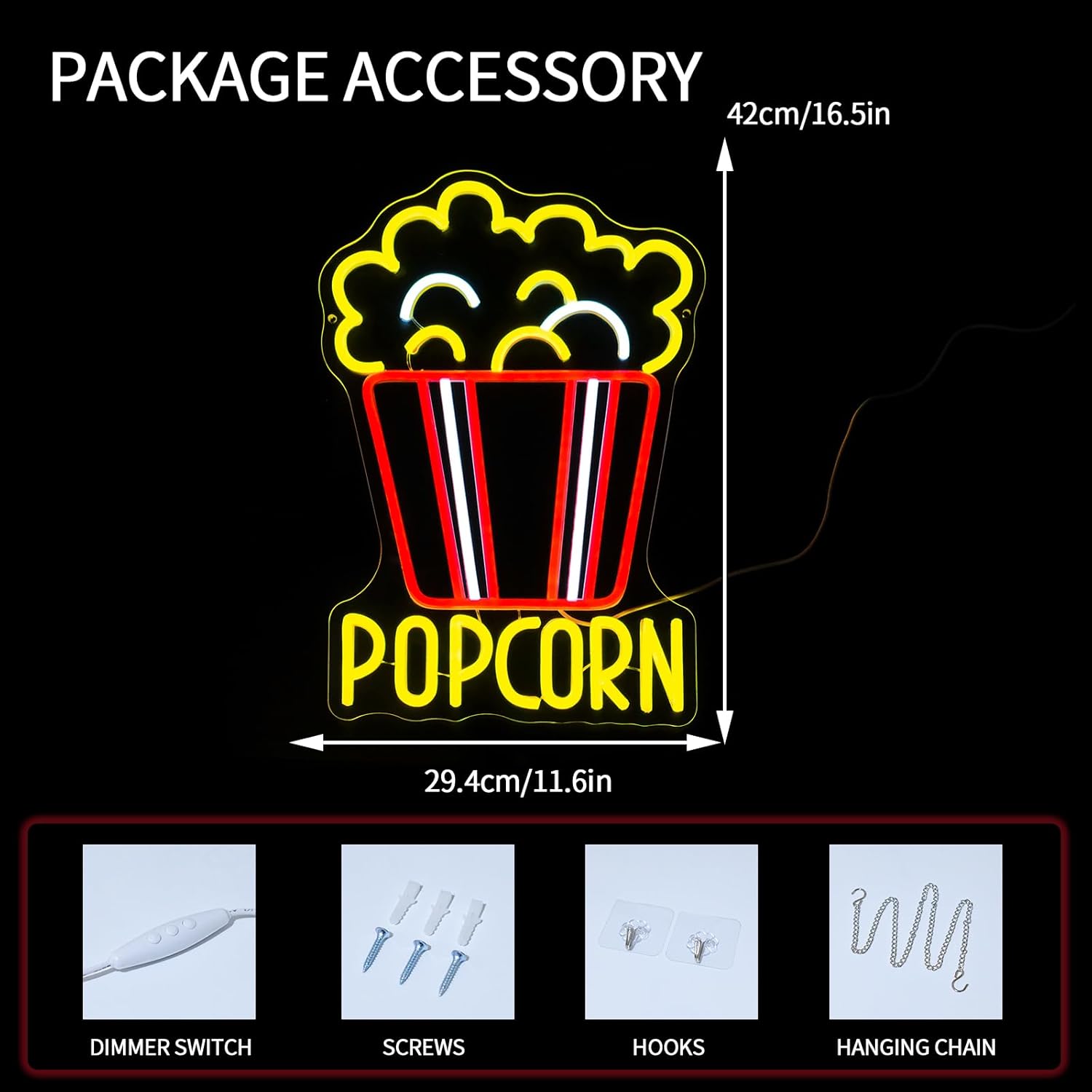Popcorn Neon Sign Dimmable Foo - Home Cinema Food avis et prix