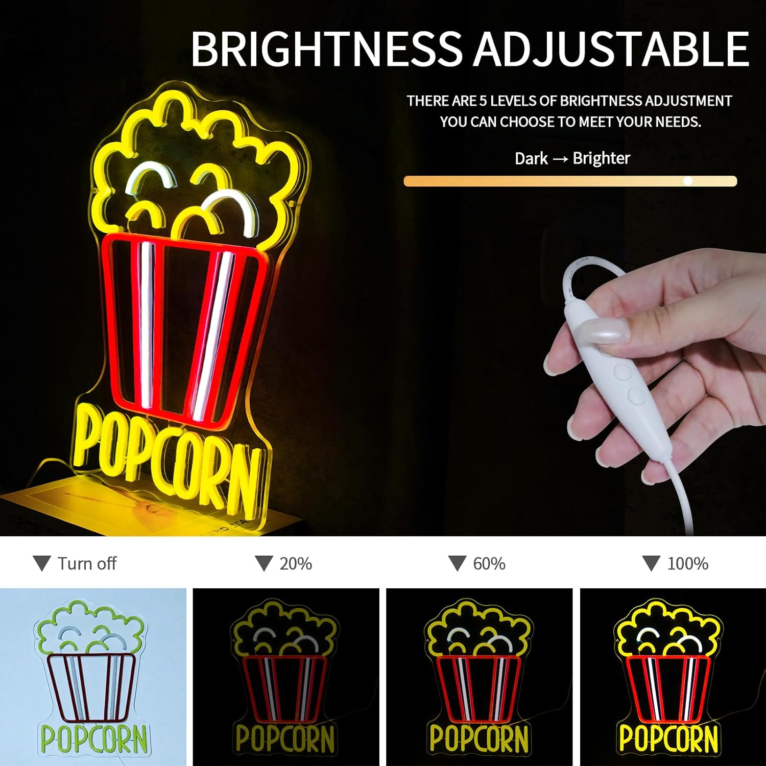 Popcorn Neon Sign Dimmable Foo - Home Cinema Food avis et prix