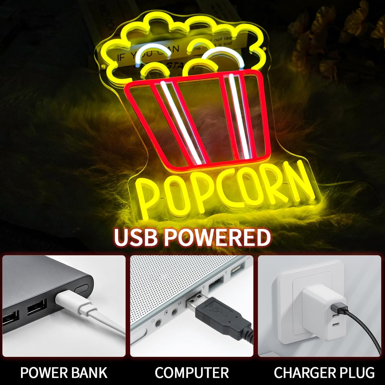 Popcorn Neon Sign Dimmable Foo - Home Cinema Food avis et prix