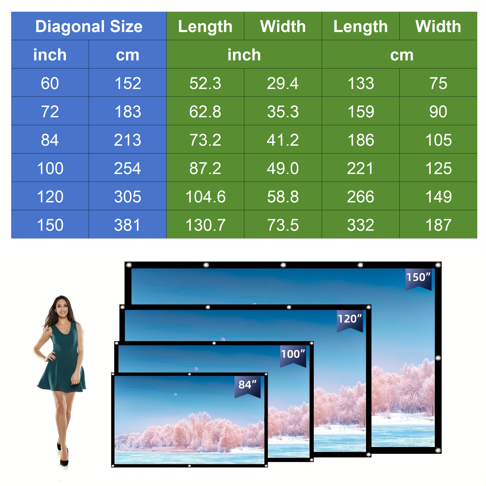 60 72 100 120 150 Inch 16:9 Po - Home Cinema Projector Screen avis et prix