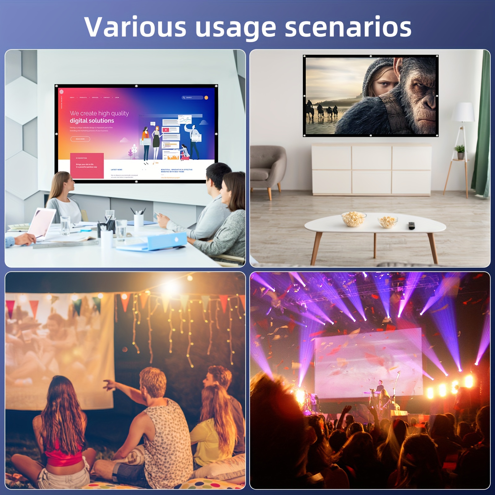 60 72 100 120 150 Inch 16:9 Po - Home Cinema Projector Screen avis et prix