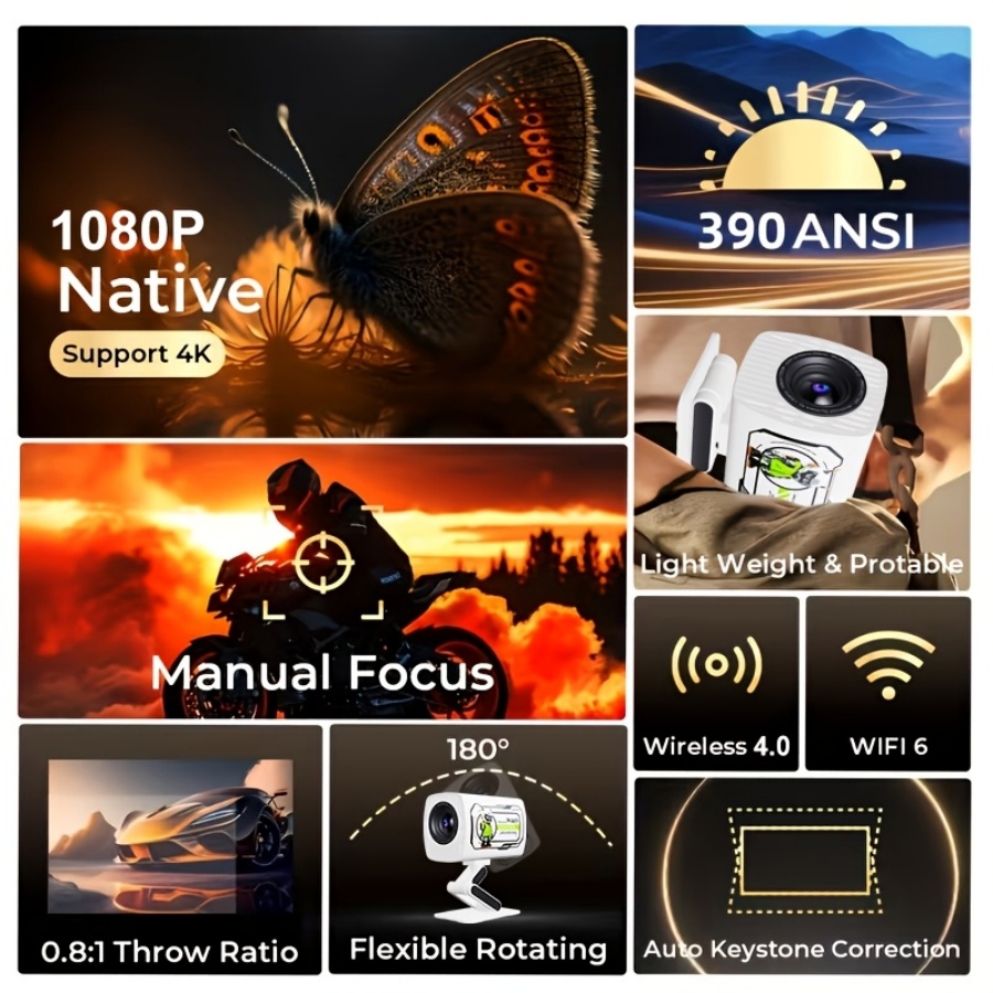 2026 New 1080P Projector Porta - Home Cinema Projector Screen avis et prix